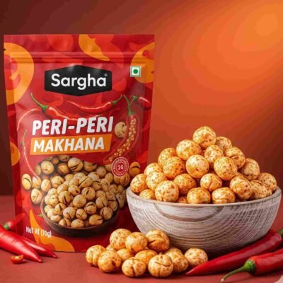Sargha Peri-Peri - Roasted & Flavored Makhana/Lotus Seeds/Phool Makhana/Foxnut [Peri Peri]